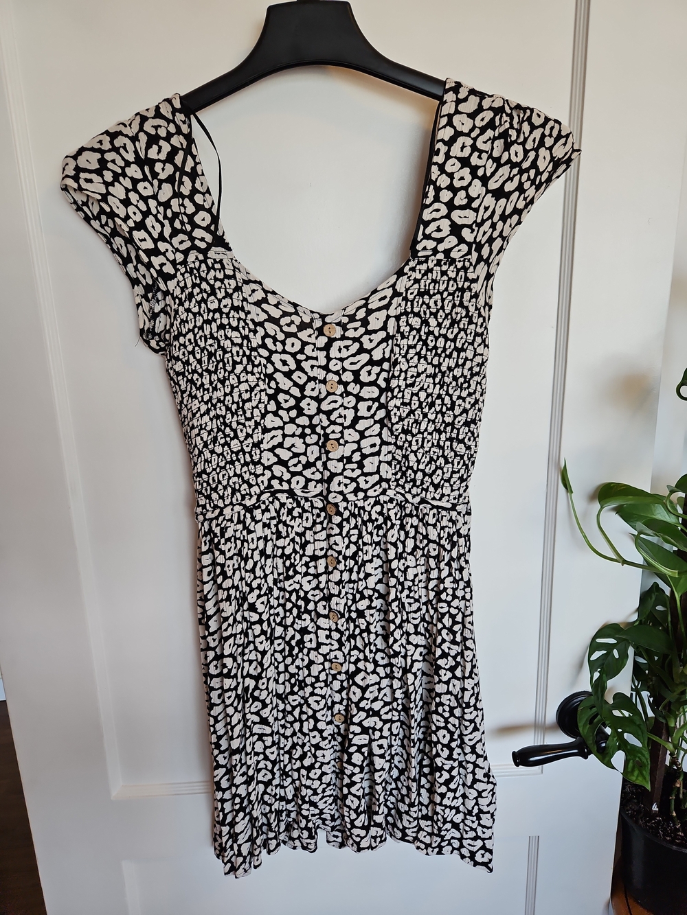 Brave Soul Black and White Leopard-Print Mini Dress